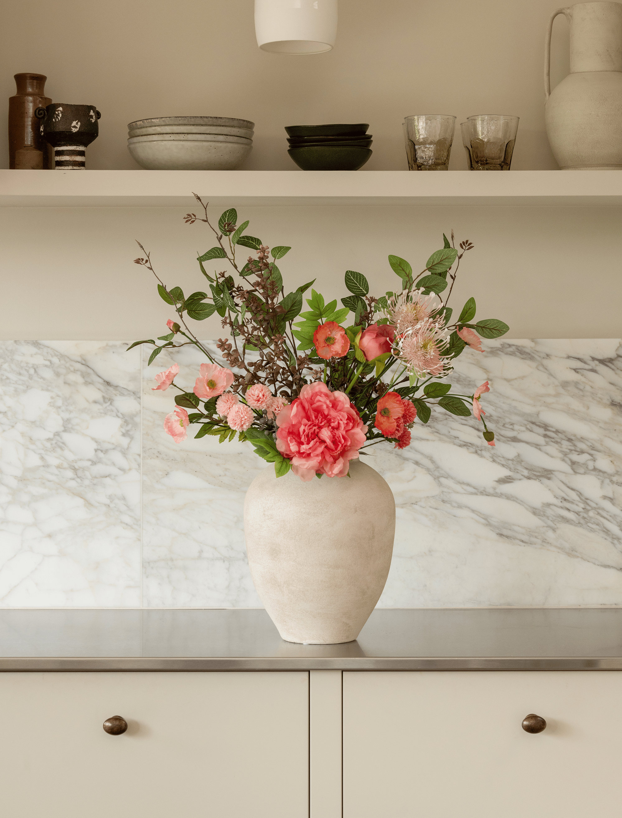Faux Arrangement - Pink Peony & Chrysanthemum
