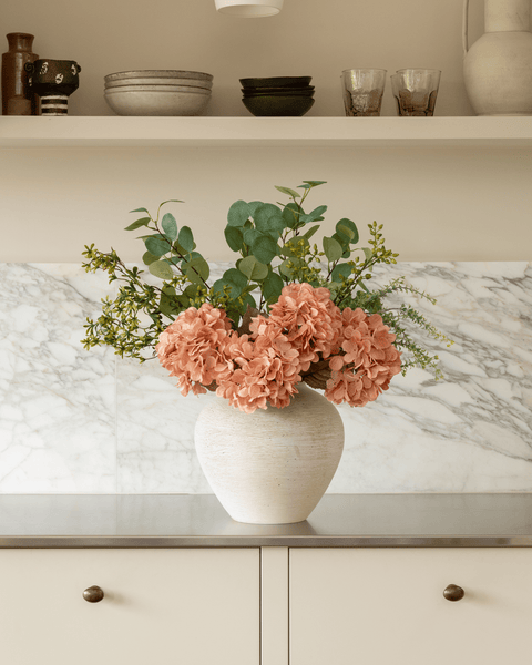 Faux Arrangement - Eucalyptus & Apricot Hydrangea
