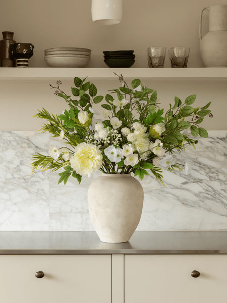Faux Arrangement - White Poppy & Peony