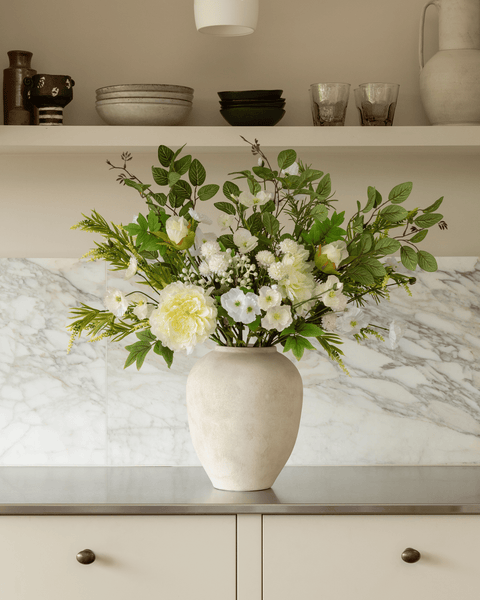 Faux Arrangement - White Poppy & Peony