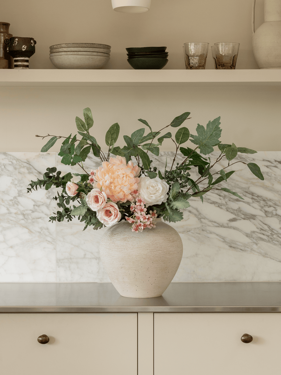 Faux Arrangement - Blush Dahlia & Blue Berry
