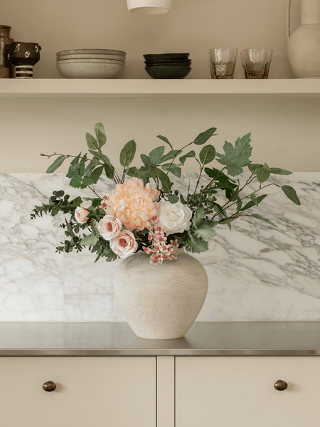 Faux Arrangement - Blush Dahlia & Blue Berry