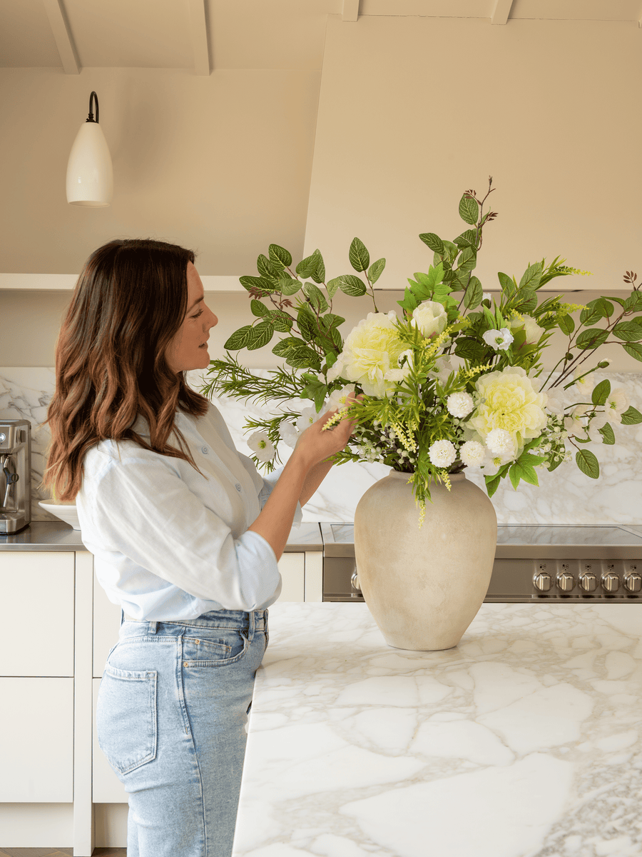 Faux Arrangement - White Poppy & Peony