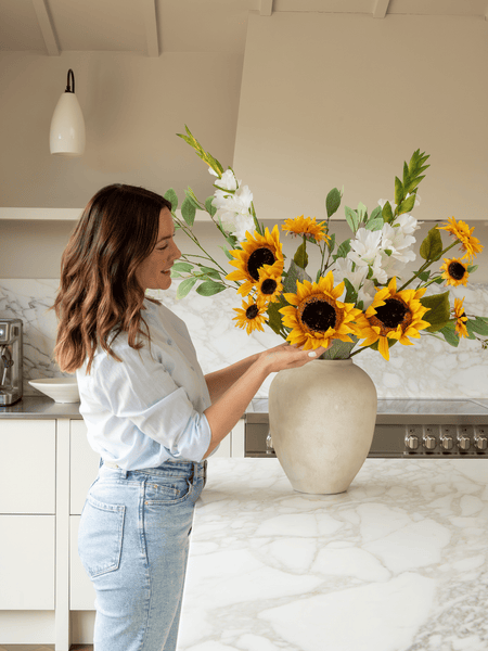 Faux Arrangement - Sunflower & White Gladiolus