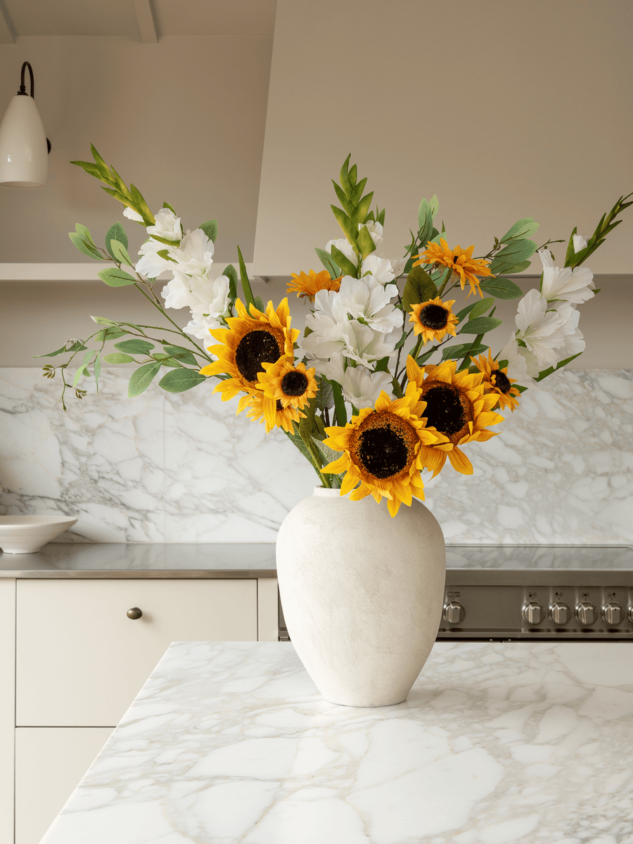 Faux Arrangement - Sunflower & White Gladiolus