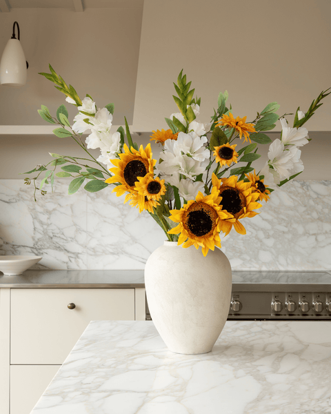 Faux Arrangement - Sunflower & White Gladiolus