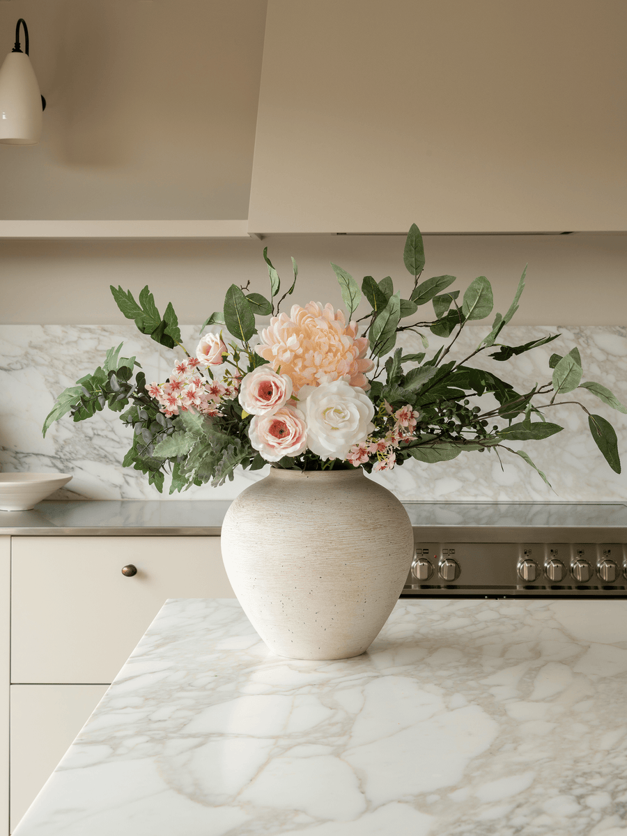 Faux Arrangement - Blush Dahlia & Blue Berry
