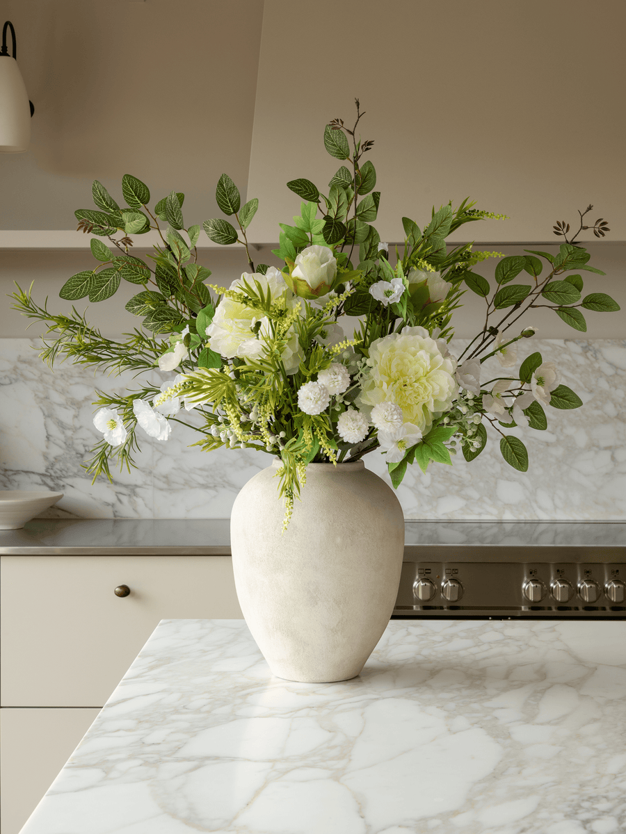 Faux Arrangement - White Poppy & Peony