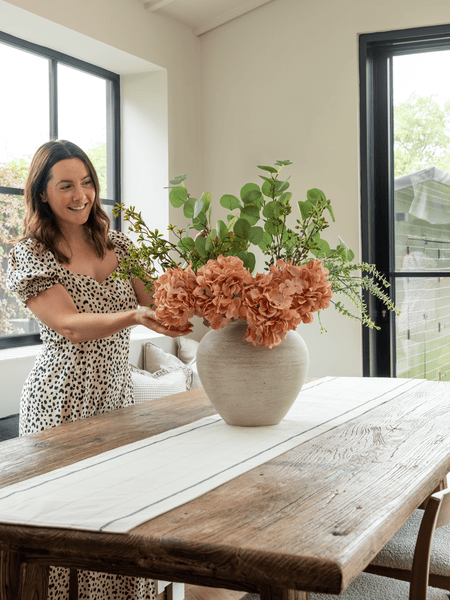 Faux Arrangement - Eucalyptus & Apricot Hydrangea