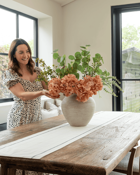 Faux Arrangement - Eucalyptus & Apricot Hydrangea