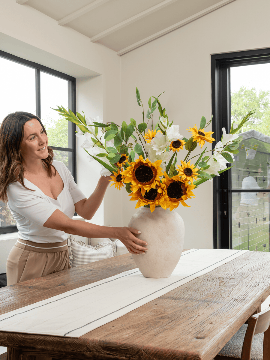 Faux Arrangement - Sunflower & White Gladiolus