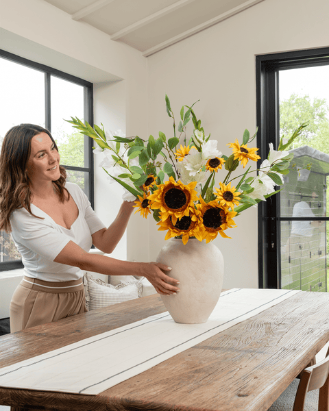 Faux Arrangement - Sunflower & White Gladiolus