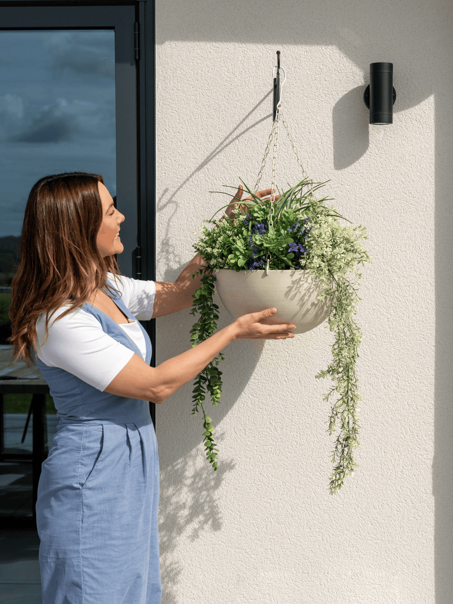 Outdoor Hanging Floral Basket - Green & Purple