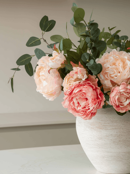 Faux Arrangement - Peony & Eucalyptus Blush