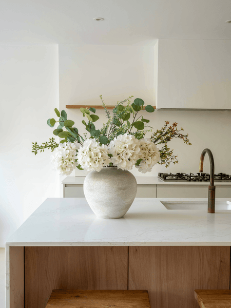Faux Arrangement - Eucalyptus & White Hydrangea