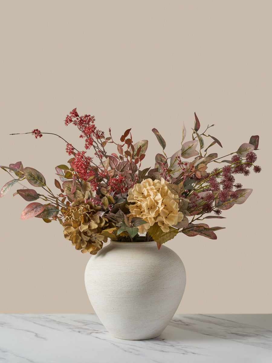 Faux Arrangement - Burgundy Berries & Hydrangea