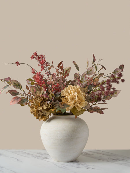 Faux Arrangement - Burgundy Berries & Hydrangea