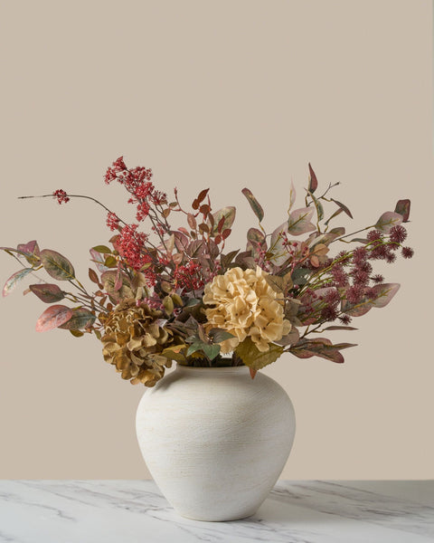 Faux Arrangement - Burgundy Berries & Hydrangea