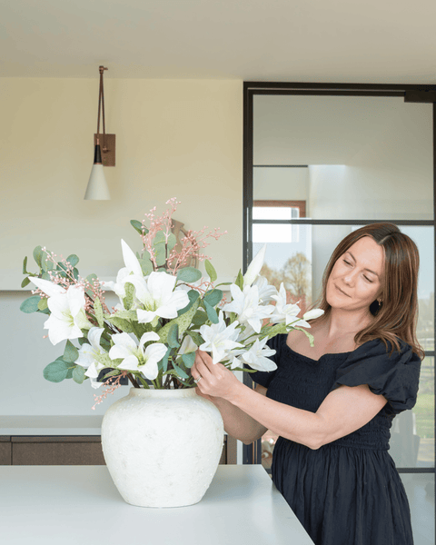 Faux Arrangement - White Lily & Eucalyptus