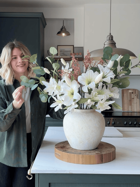Faux Arrangement - White Lily & Eucalyptus