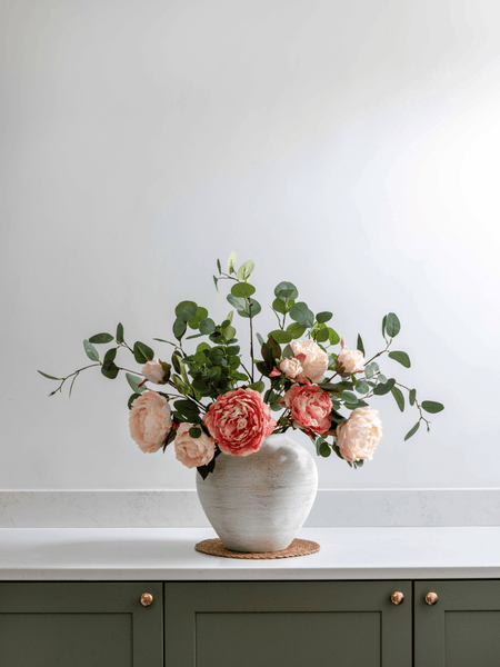 Faux Arrangement - Peony & Eucalyptus Blush