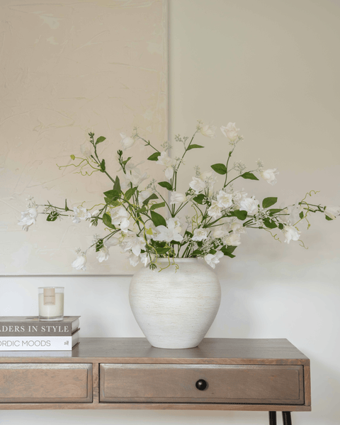 Faux Arrangement - Bell Flower & Clematis White