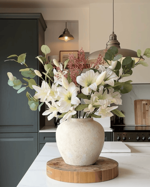 Faux Arrangement - White Lily & Eucalyptus