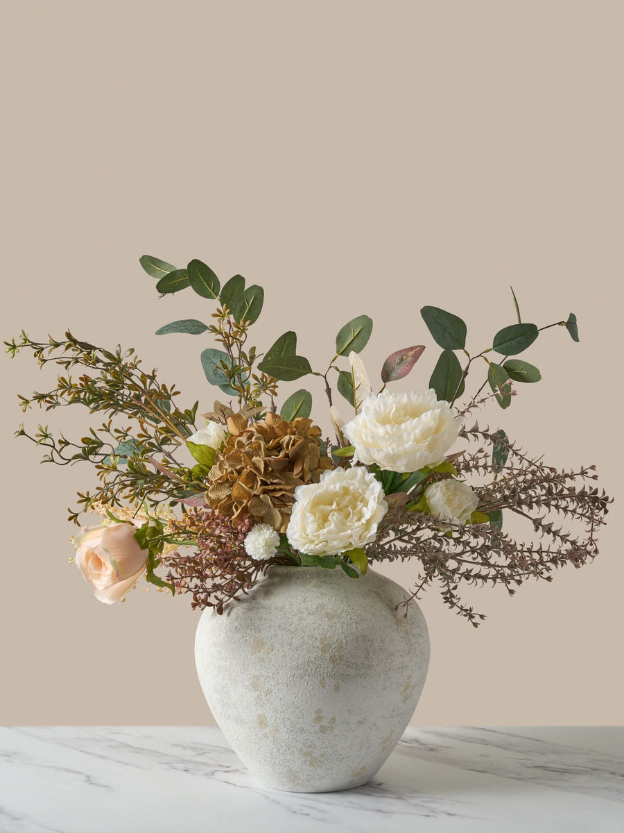 Faux Arrangement - Green Eucalyptus & Burgundy Spray