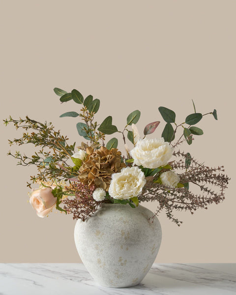 Faux Arrangement - Green Eucalyptus & Burgundy Spray