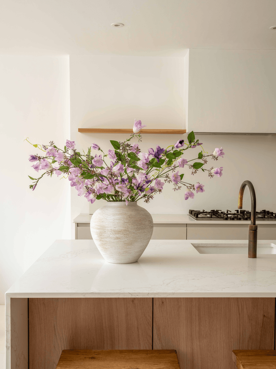 Faux Arrangement - Bell Flower & Clematis Purple