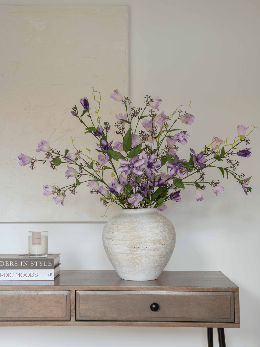 Faux Arrangement - Bell Flower & Clematis Purple