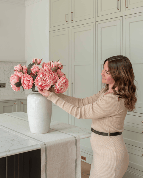 Faux Peony Arrangement - Pink (6 Stems)