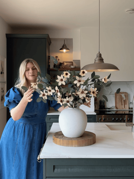 Faux Arrangement - Eucalyptus and Cream Magnolia