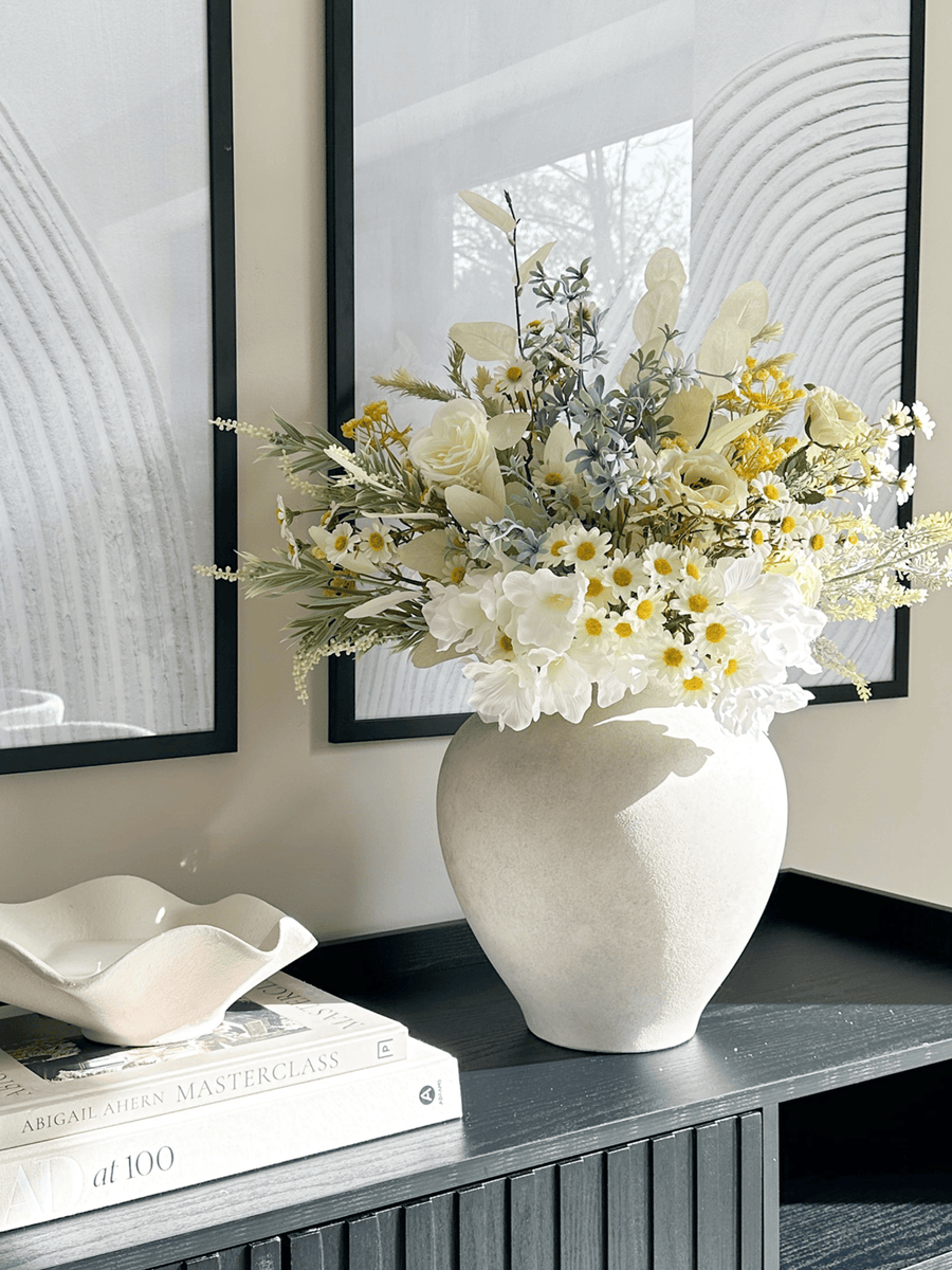 Faux Arrangement - White & Yellow Meadow