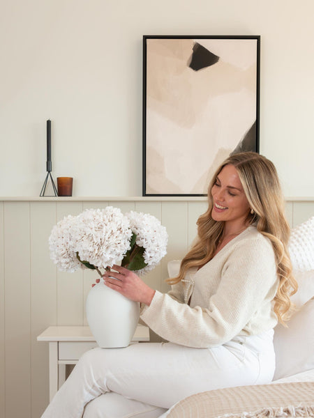 Large Faux Hydrangea - White (5 Stems)
