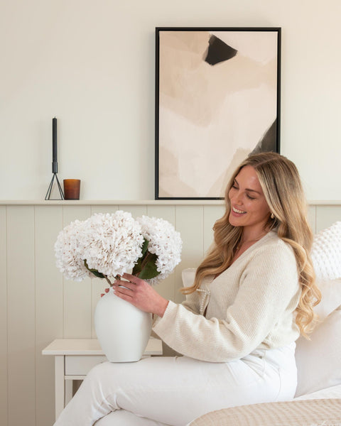 Large Faux Hydrangea - White (5 Stems)
