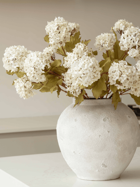 Faux Viburnum Flower - White (7 stems / 21 heads)