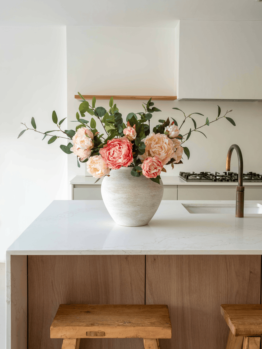 Faux Arrangement - Peony & Eucalyptus Blush