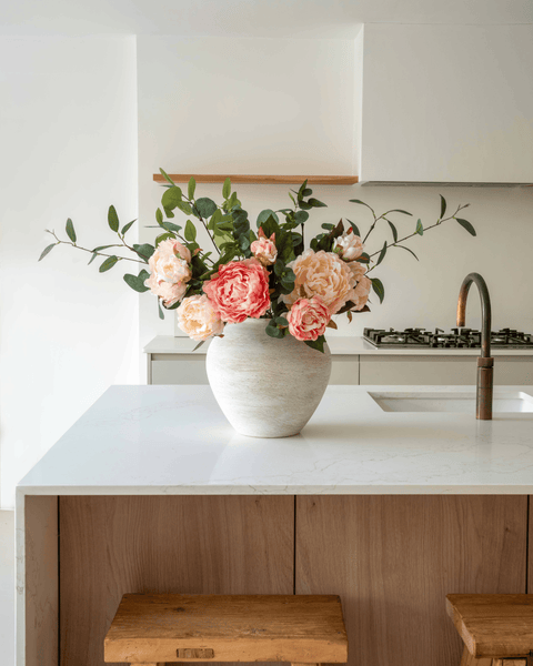 Faux Arrangement - Peony & Eucalyptus Blush