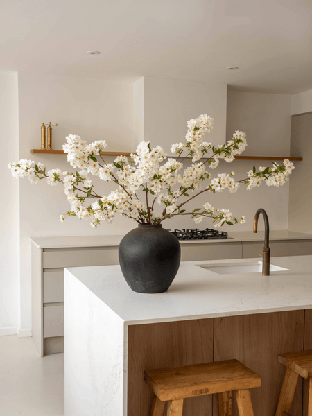 Faux Japanese Cherry Blossom - White (6 Stems)