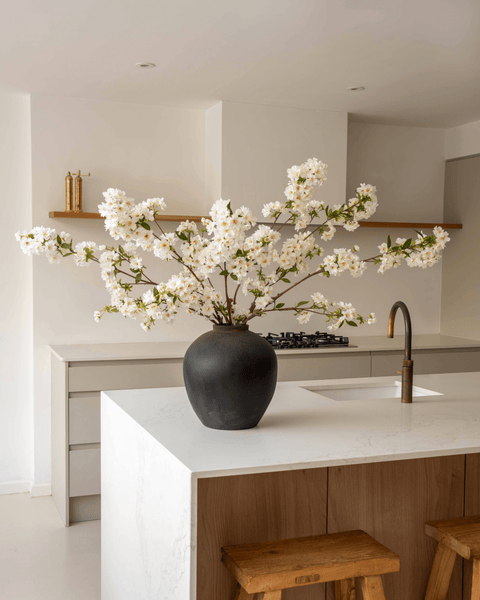 Faux Japanese Cherry Blossom - White (6 Stems)
