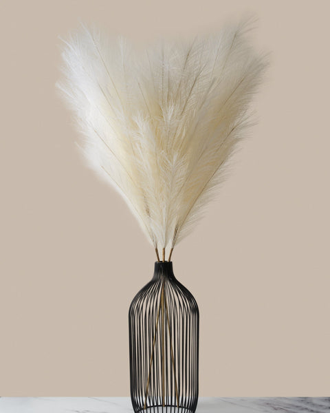 Tall Faux Pampas Grass - Beige (3 Stems)