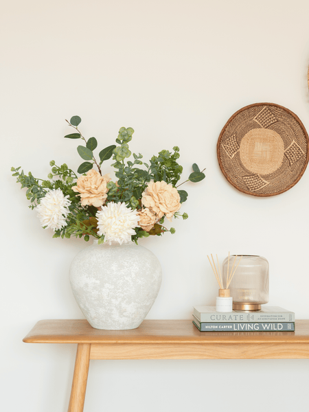 Faux Arrangement - Cream Peony & Eucalyptus