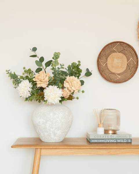 Faux Arrangement - Cream Peony & Eucalyptus
