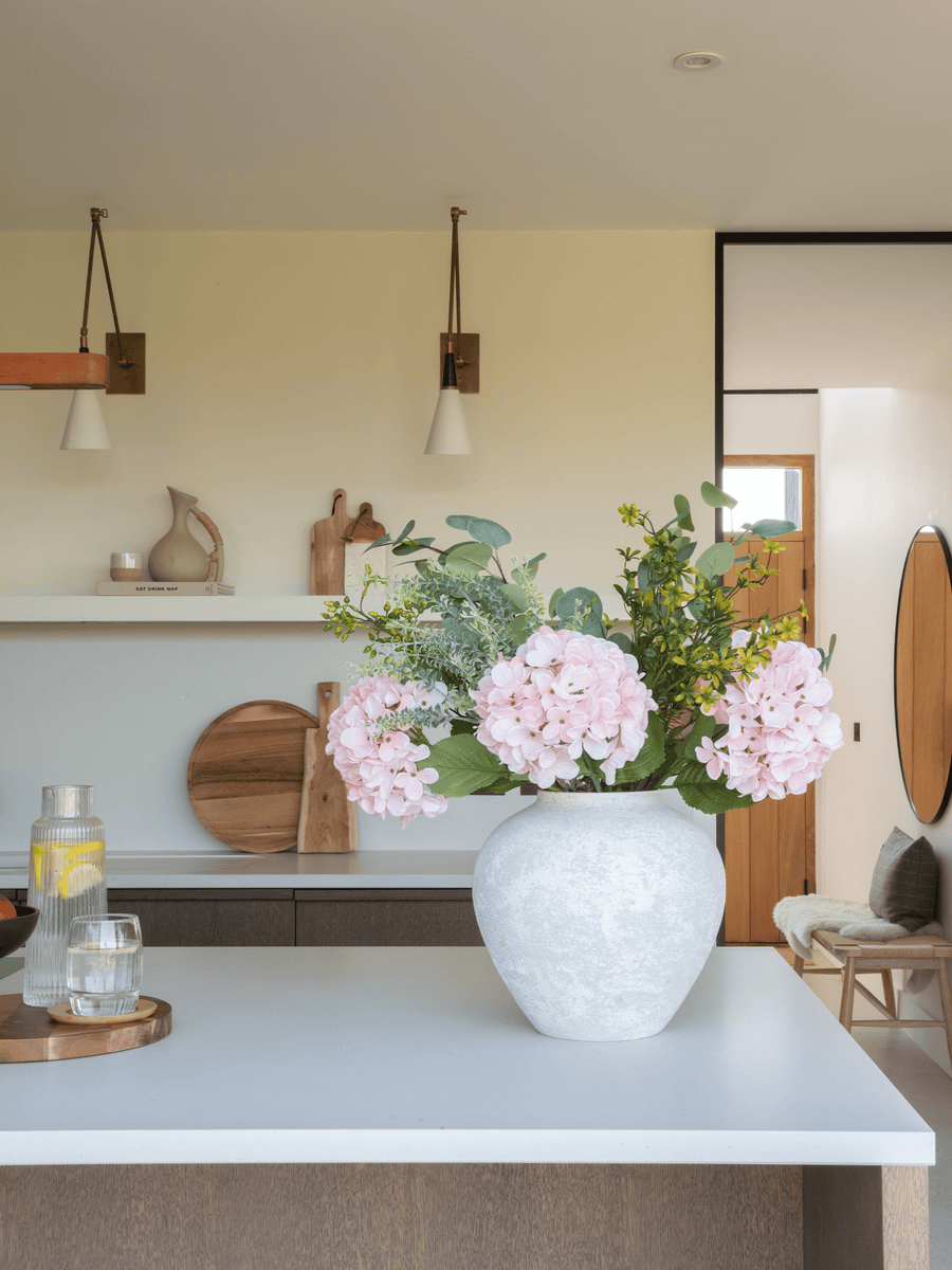 Faux Arrangement - Eucalyptus & Pink Hydrangea
