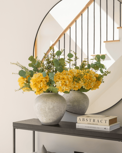 Faux Arrangement - Eucalyptus & Yellow Hydrangea
