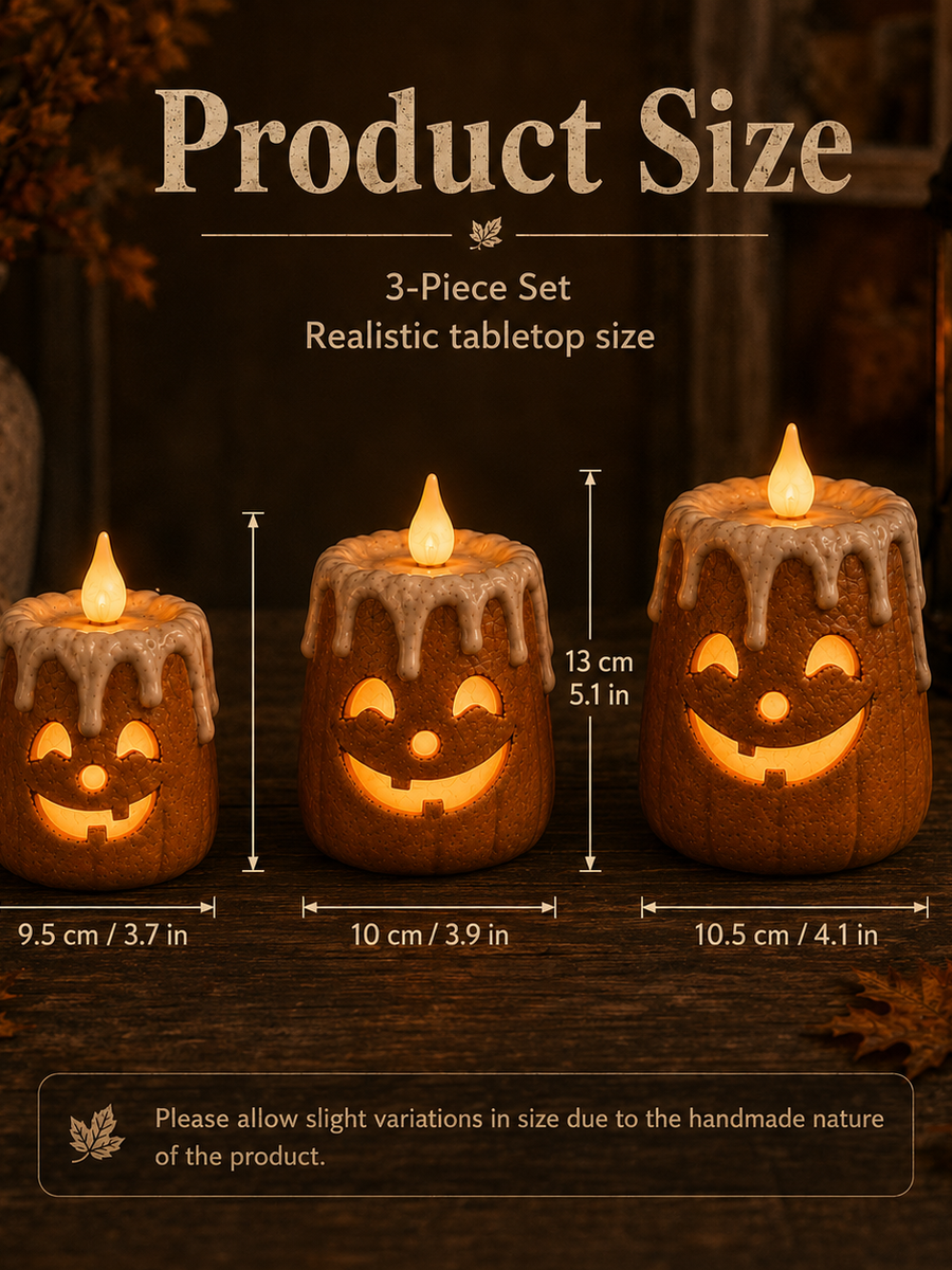 3-Piece Set Cozy Lighted Pumpkin Candles