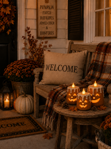 3-Piece Set Cozy Lighted Pumpkin Candles