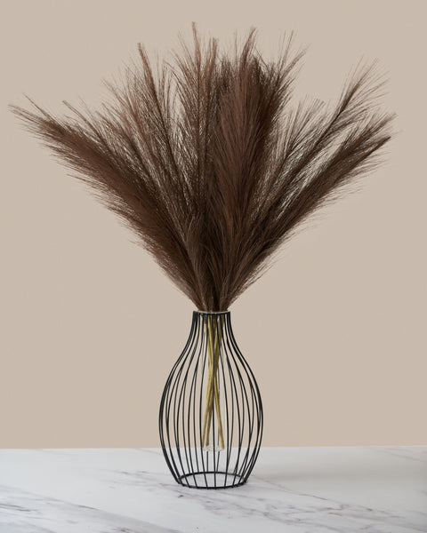 Faux Pampas Grass - Dark Brown (5 Stems)
