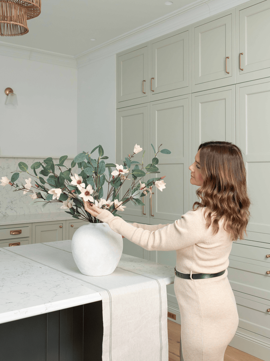 Faux Arrangement - Eucalyptus and Cream Magnolia